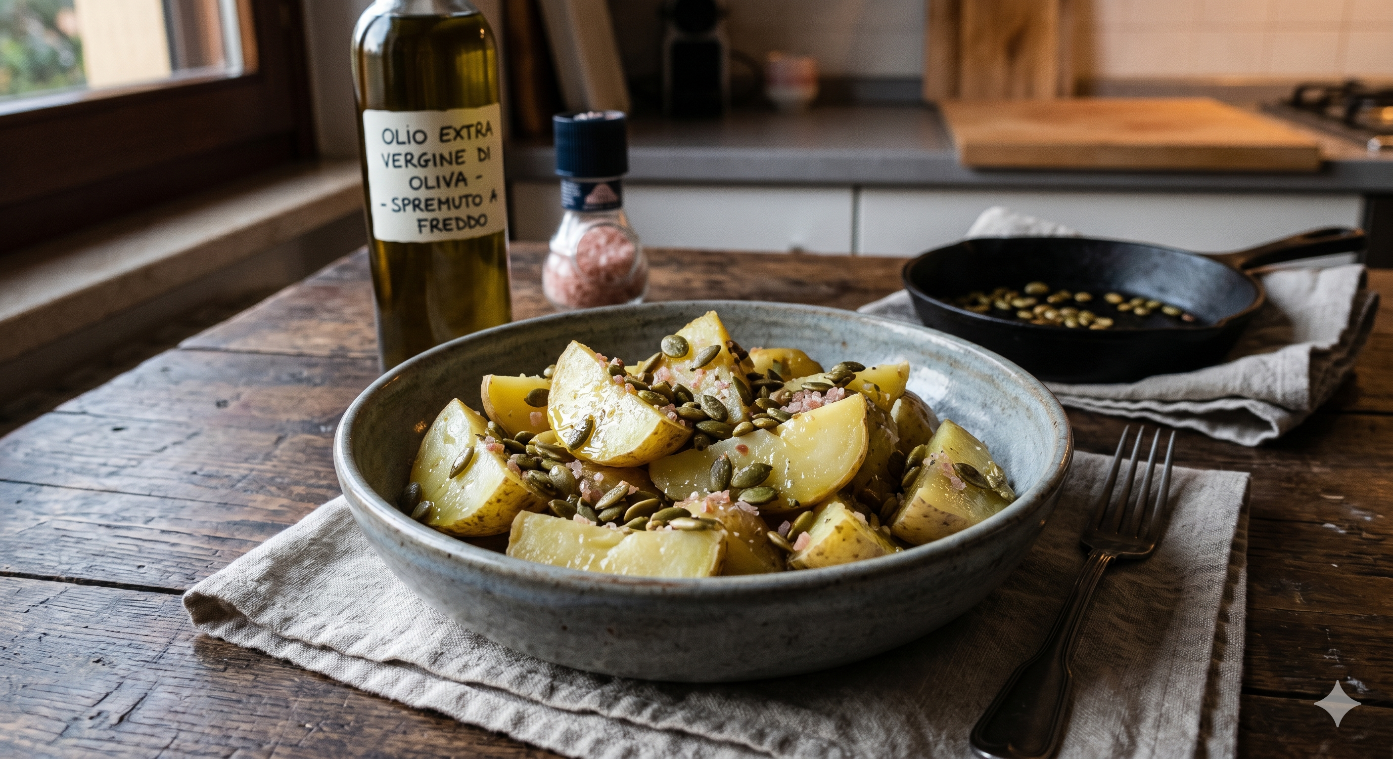Patate in crosta ai semi di zucca tostati